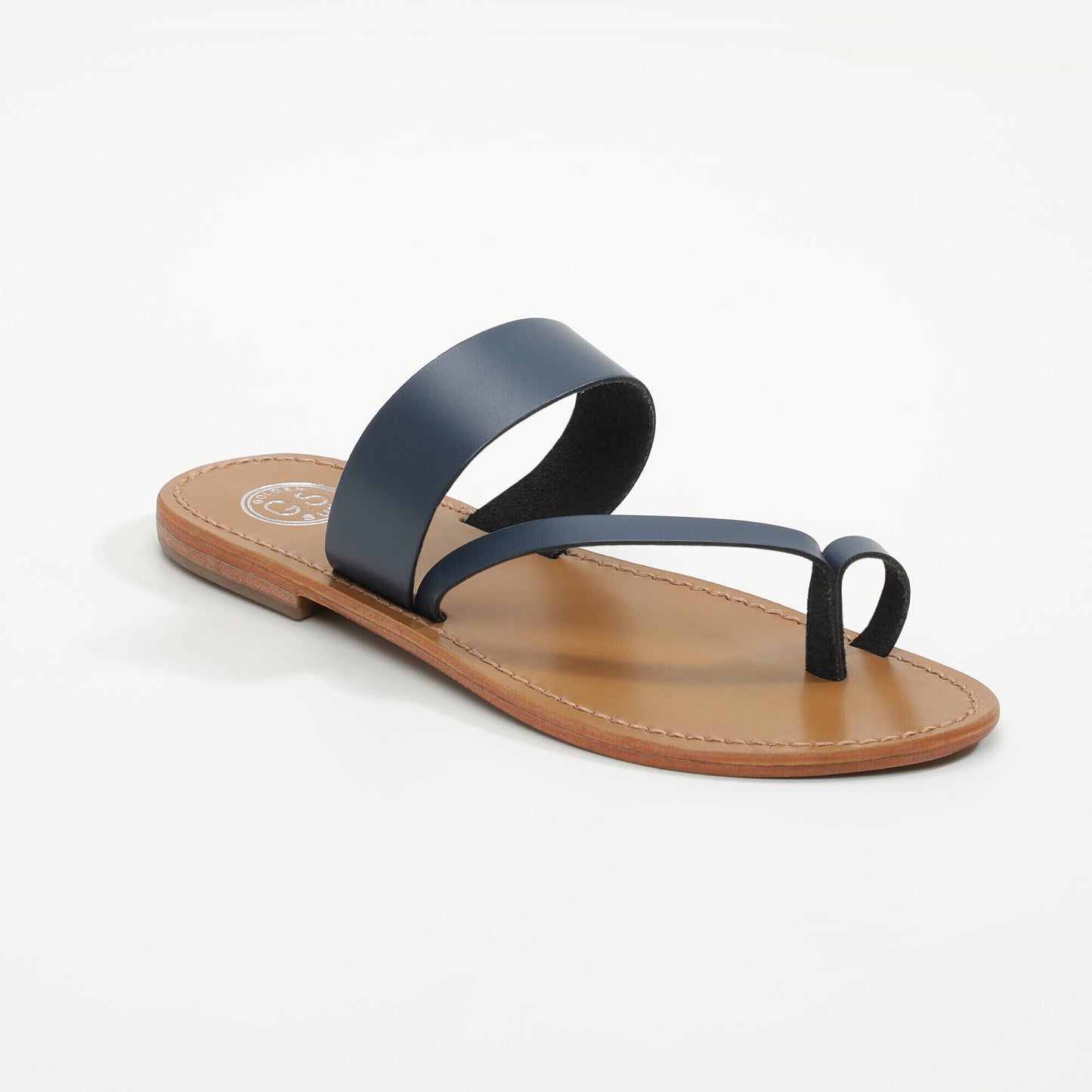 OLEANDER sandales en cuir navy