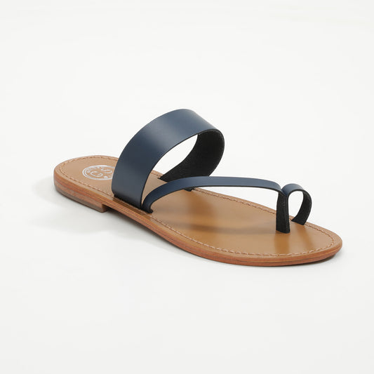 OLEANDER sandales en cuir navy