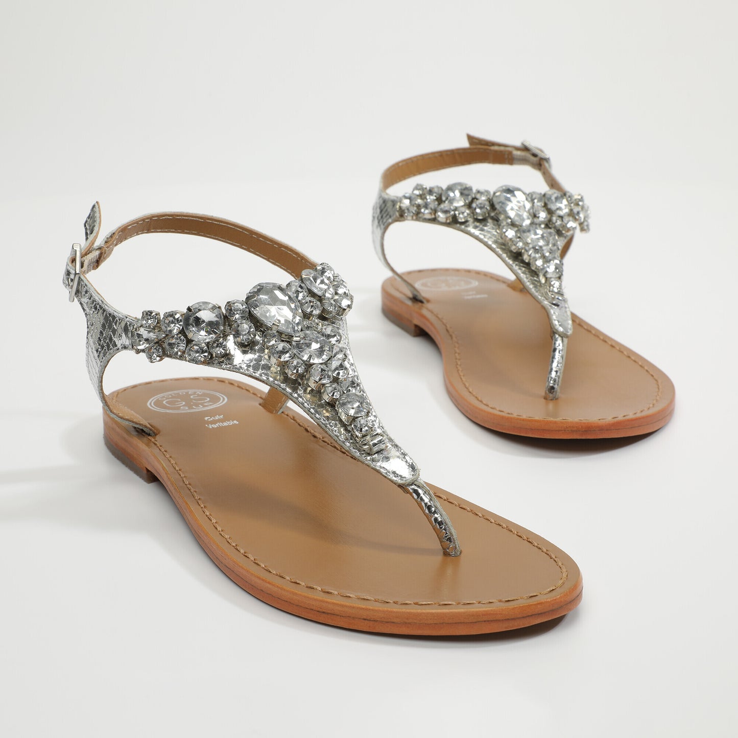 SATELLITE sandales en cuir silver