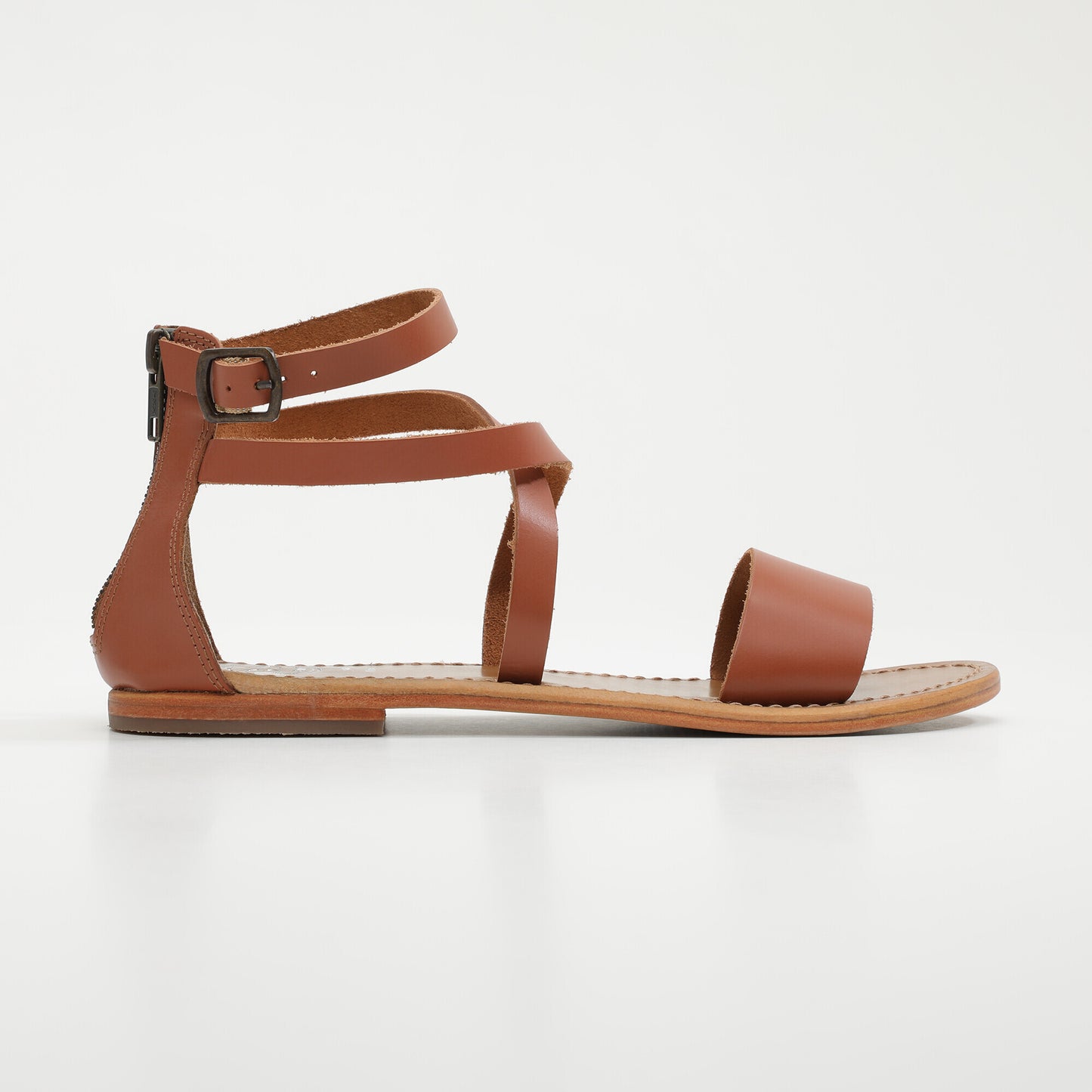 GALAXY sandales en cuir camel