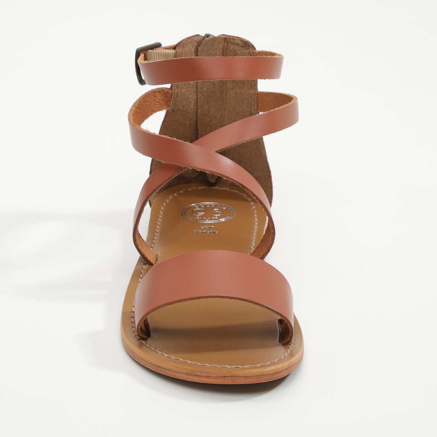 GALAXY sandales en cuir camel