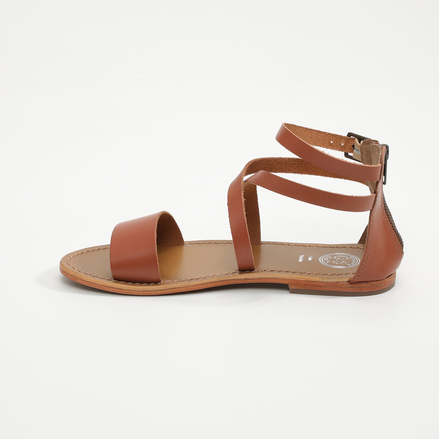 GALAXY sandales en cuir camel