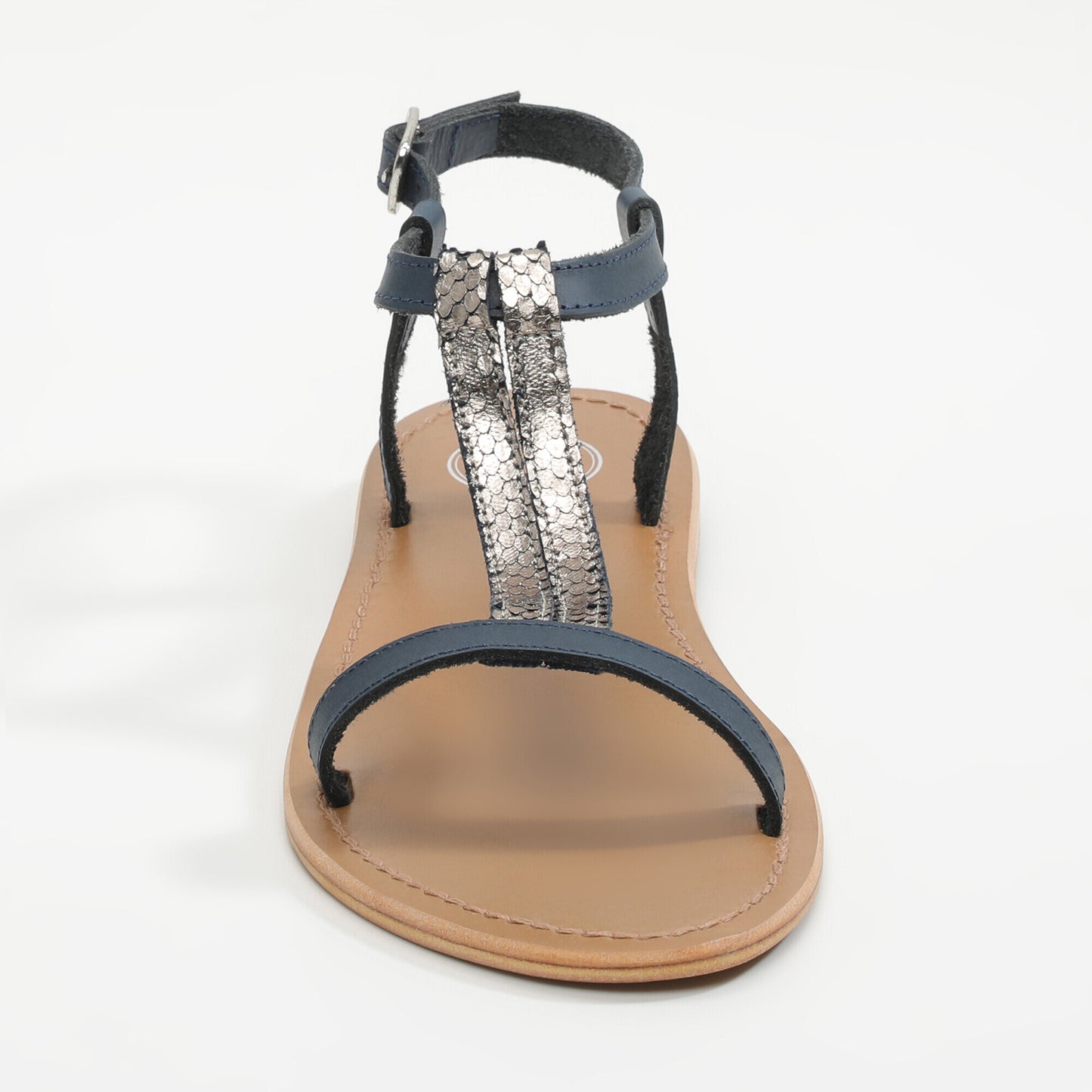 ESPIREA sandales en cuir navy + silver