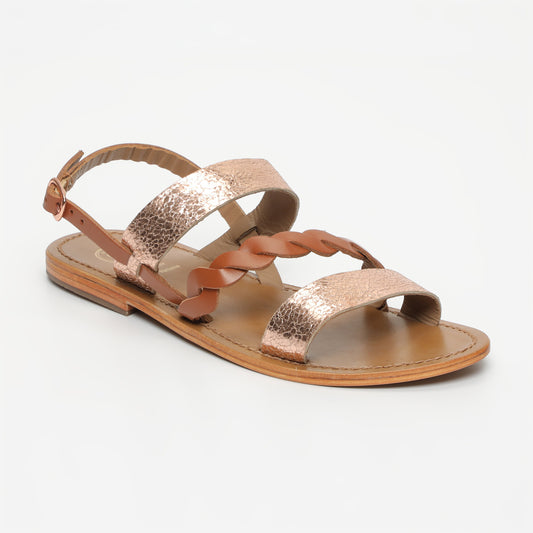 ZERENE sandales en cuir peach