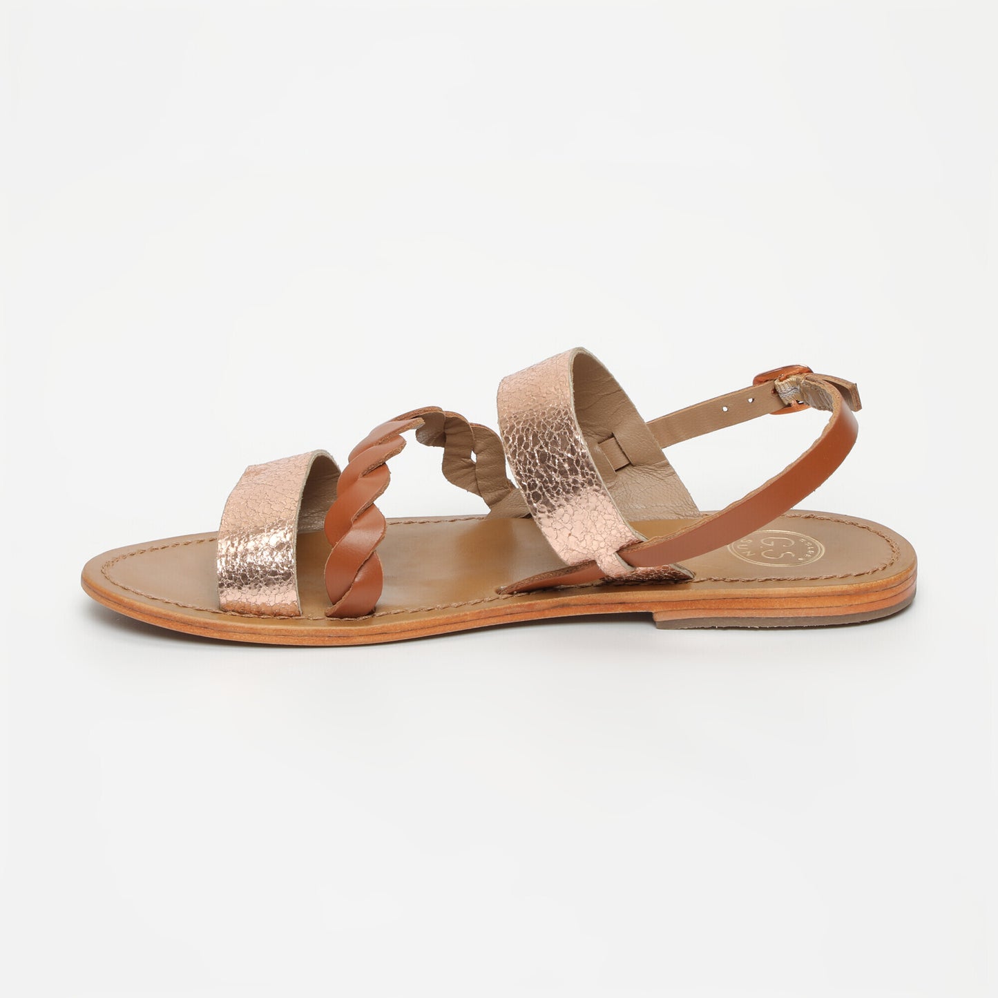 ZERENE sandales en cuir peach