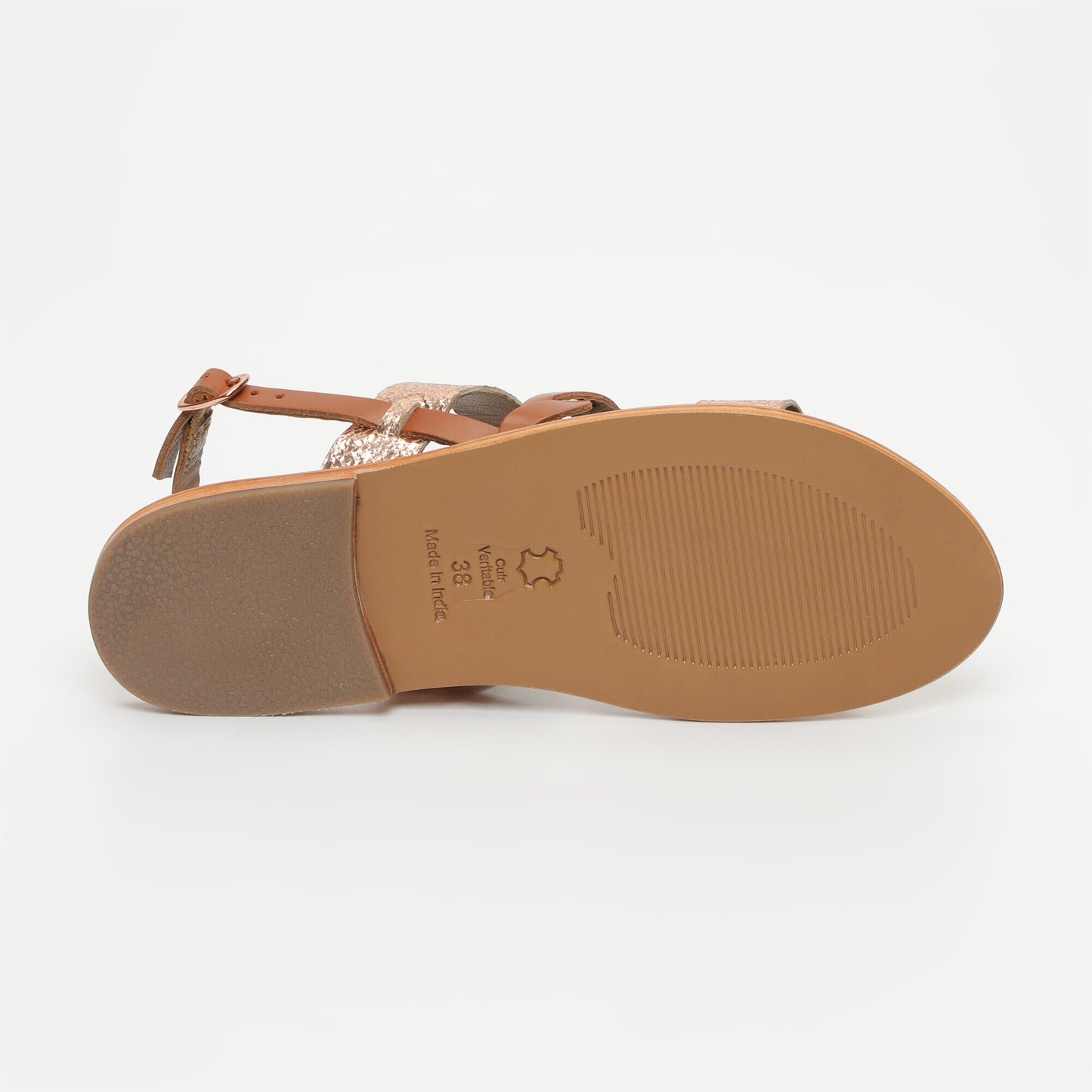ZERENE sandales en cuir peach