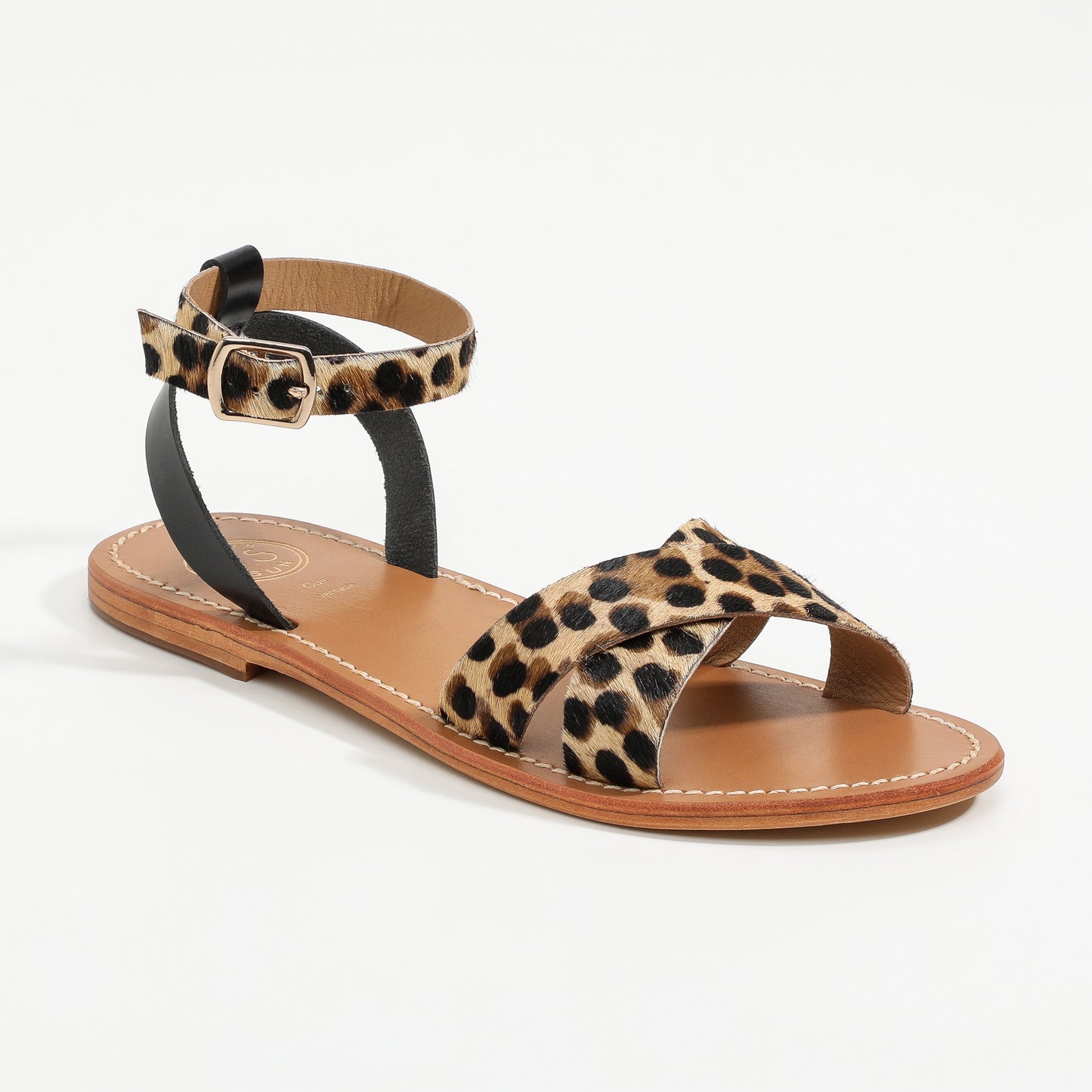 AMAPOLA sandales en cuir leopard + black