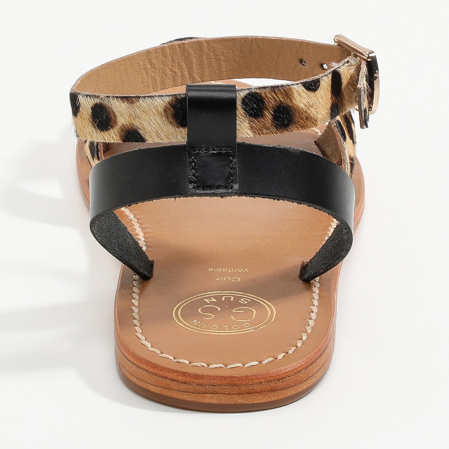 AMAPOLA sandales en cuir leopard + black