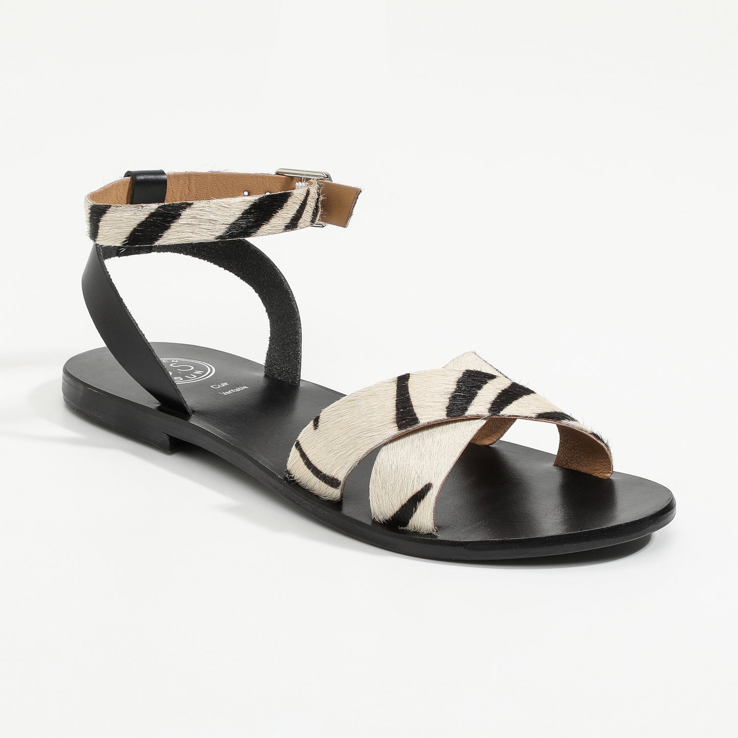 AMAPOLA sandales en cuir zebra + black