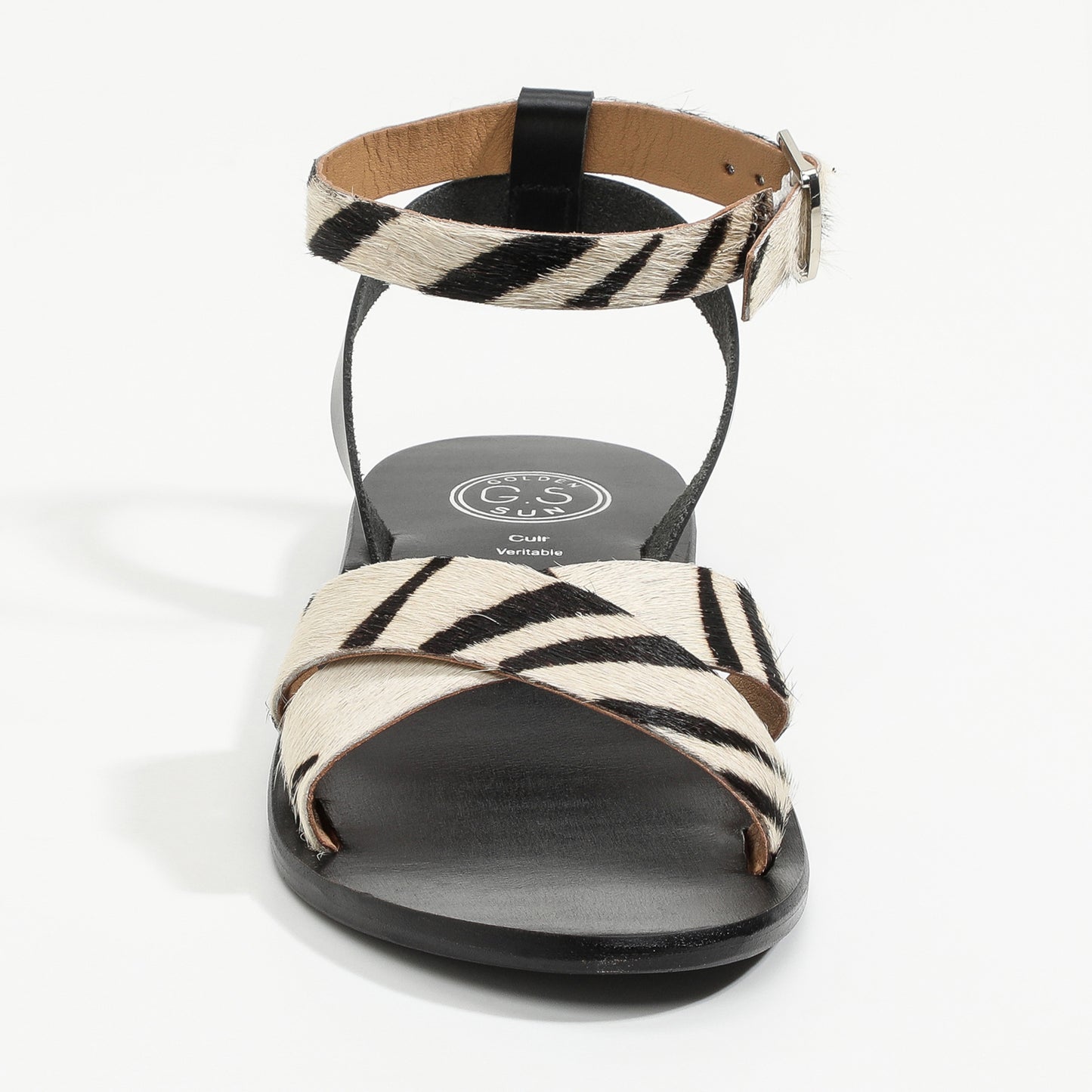AMAPOLA sandales en cuir zebra + black