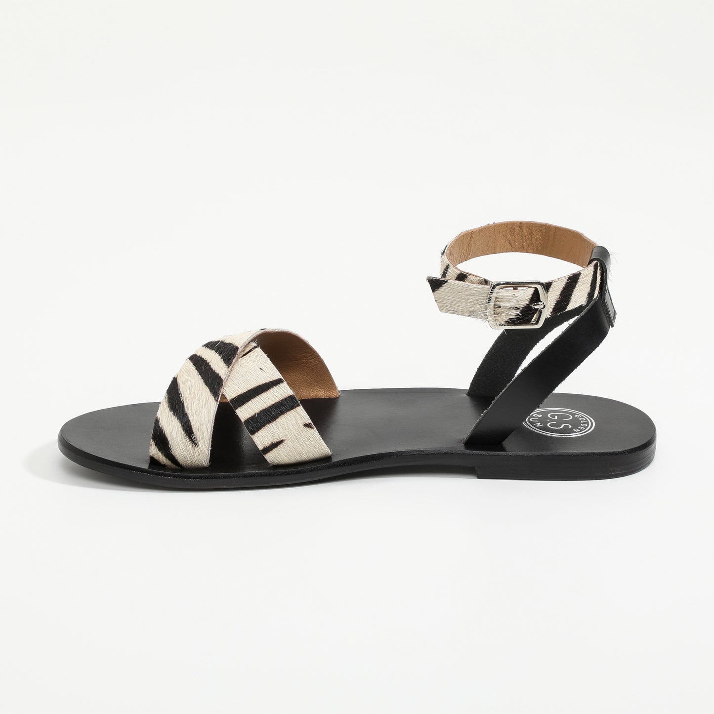 AMAPOLA sandales en cuir zebra + black