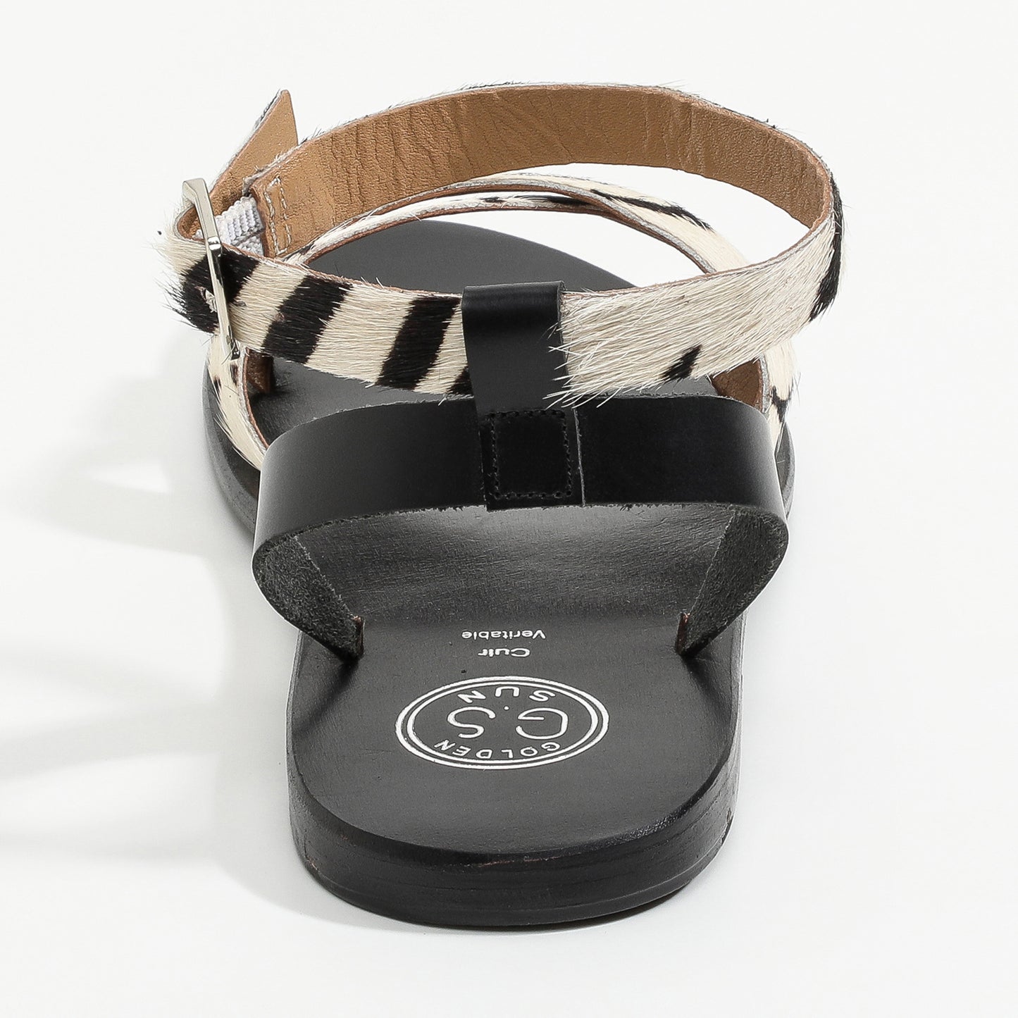 AMAPOLA sandales en cuir zebra + black