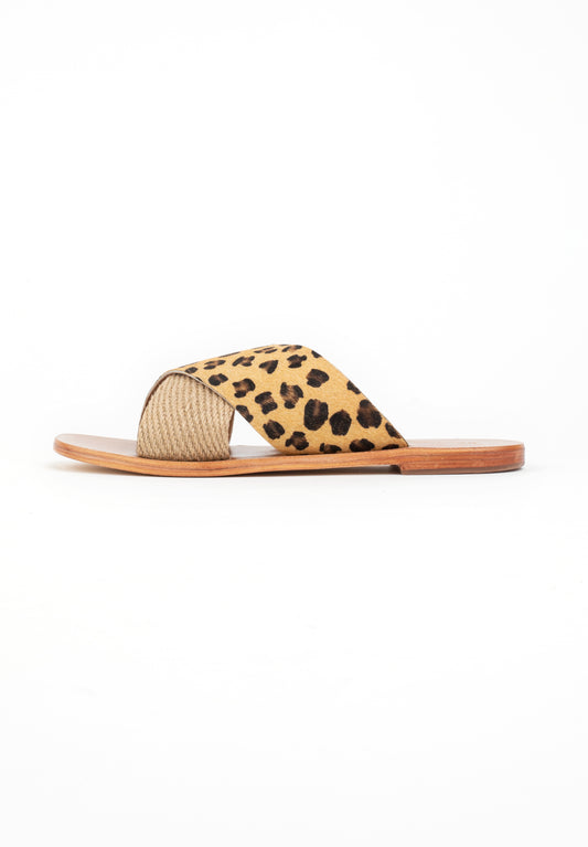 SYLVONNA sandales en cuir leopard + rope