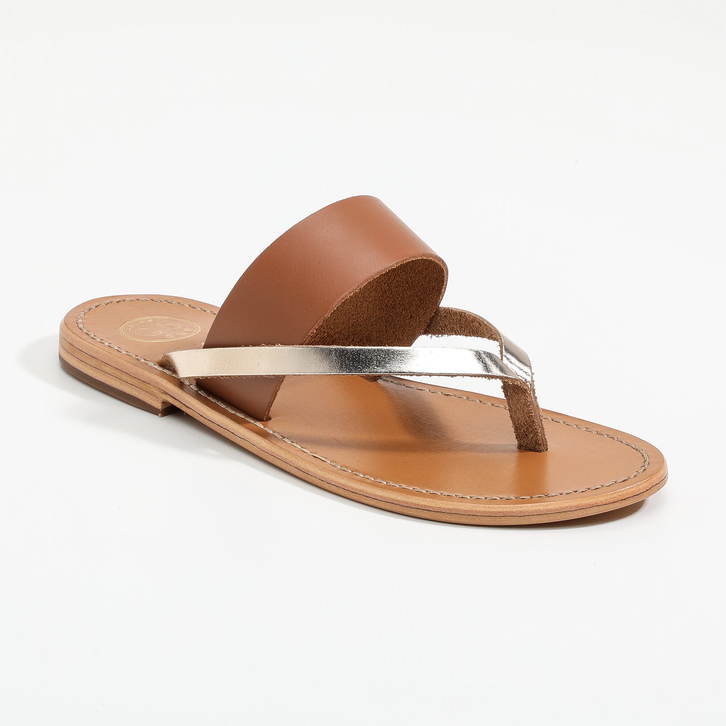 HOLLIS sandales en cuir camel + gold
