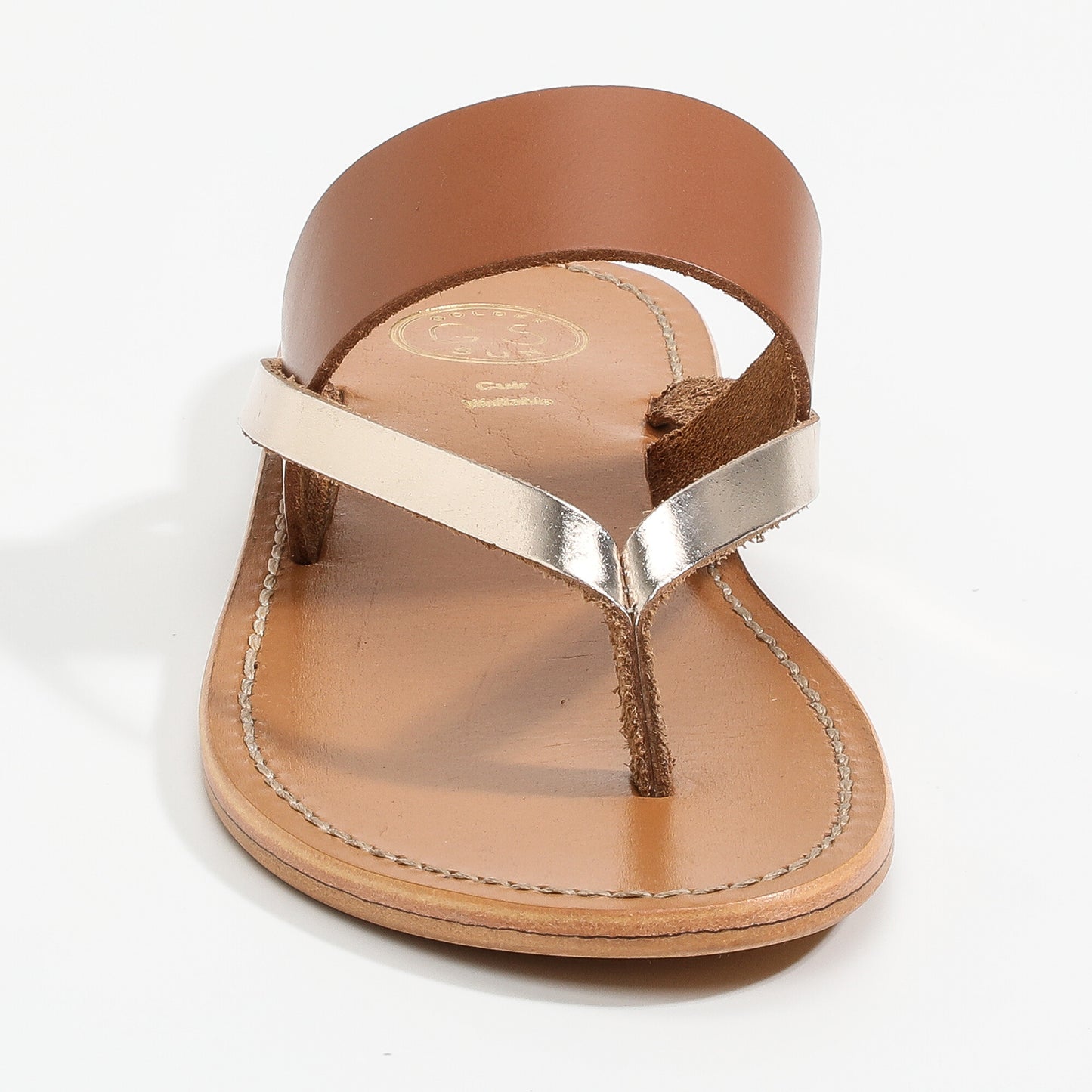 HOLLIS sandales en cuir camel + gold
