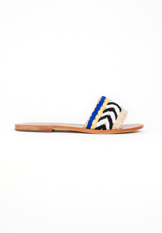 ARJEN sandales en cuir rafia multico