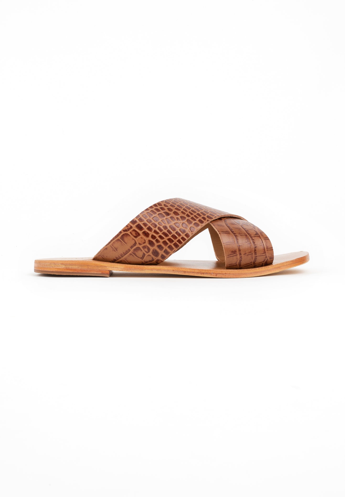 IRNES sandales en cuir tan croco