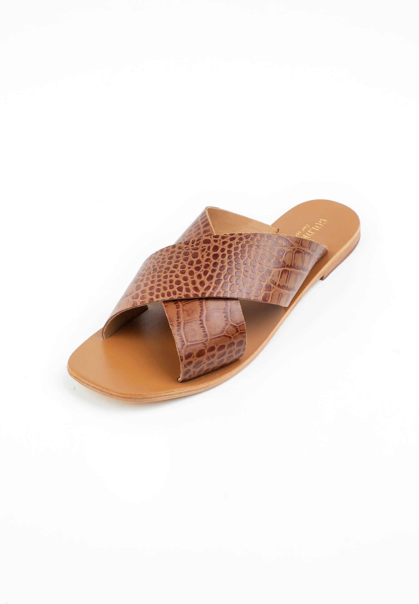 IRNES sandales en cuir tan croco