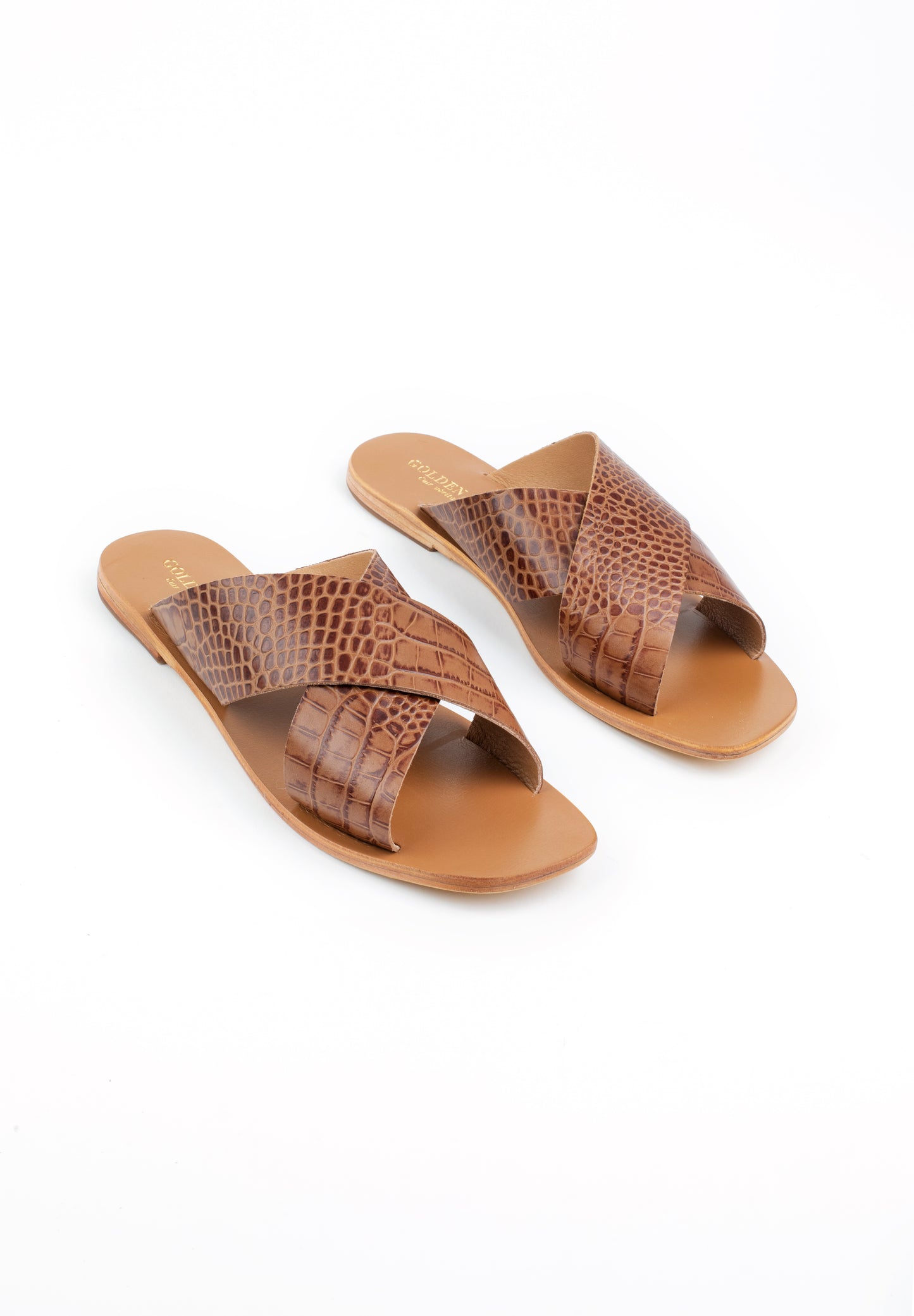 IRNES sandales en cuir tan croco