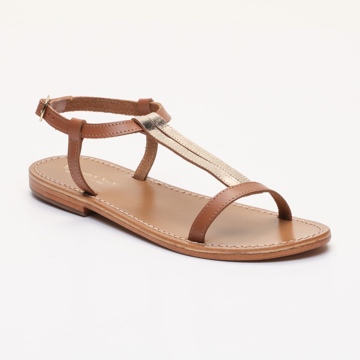 ESPIREA sandales en cuir camel + gold