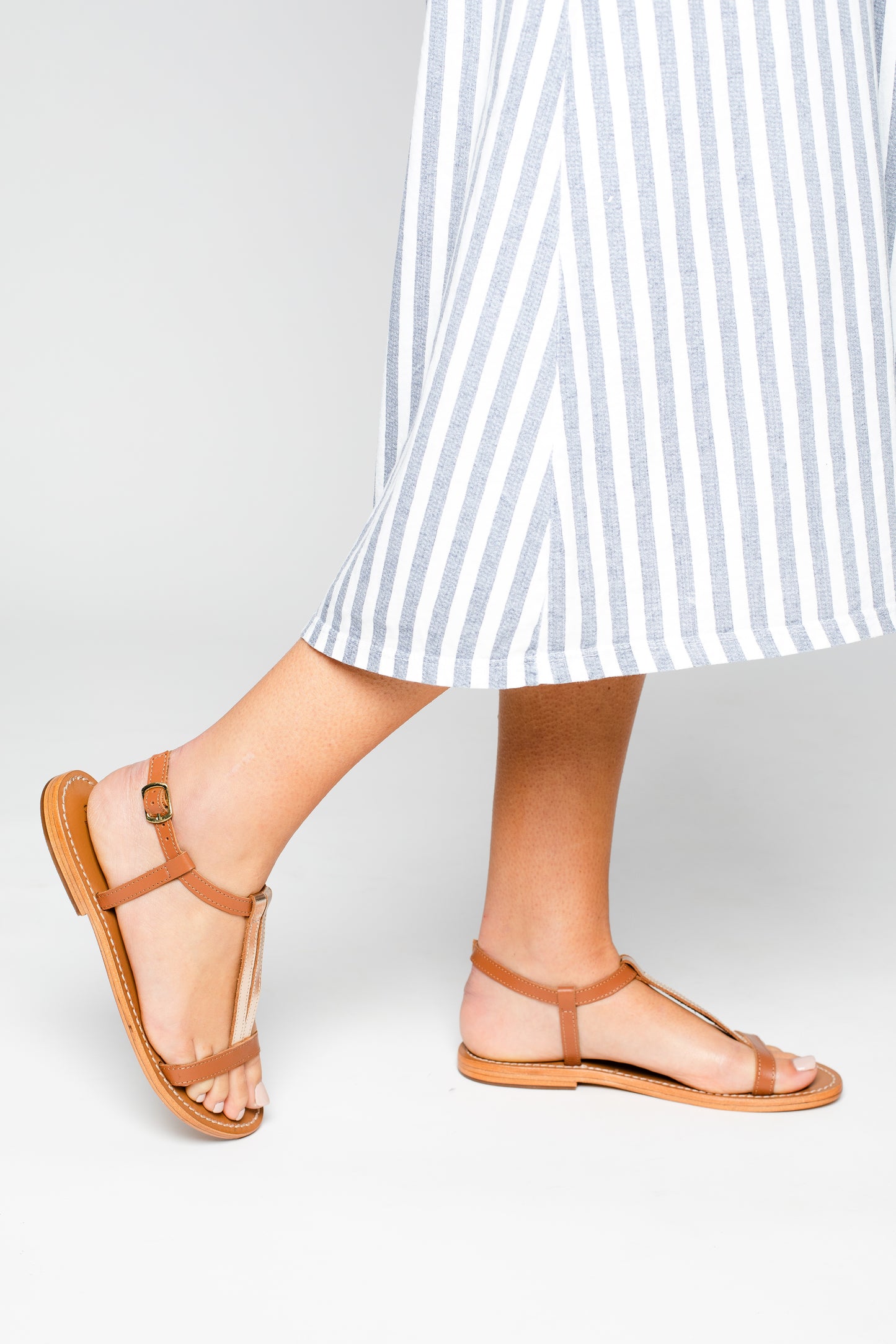 ESPIREA sandales en cuir camel + gold
