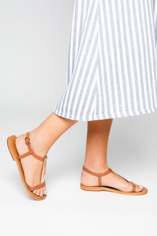 ESPIREA sandales en cuir camel + gold