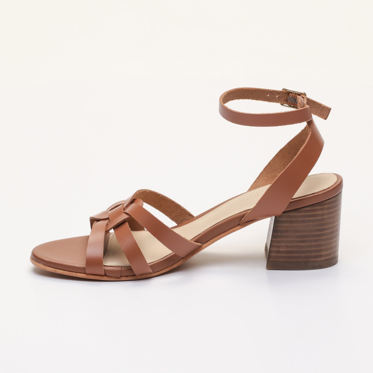 KISHI sandales en cuir camel