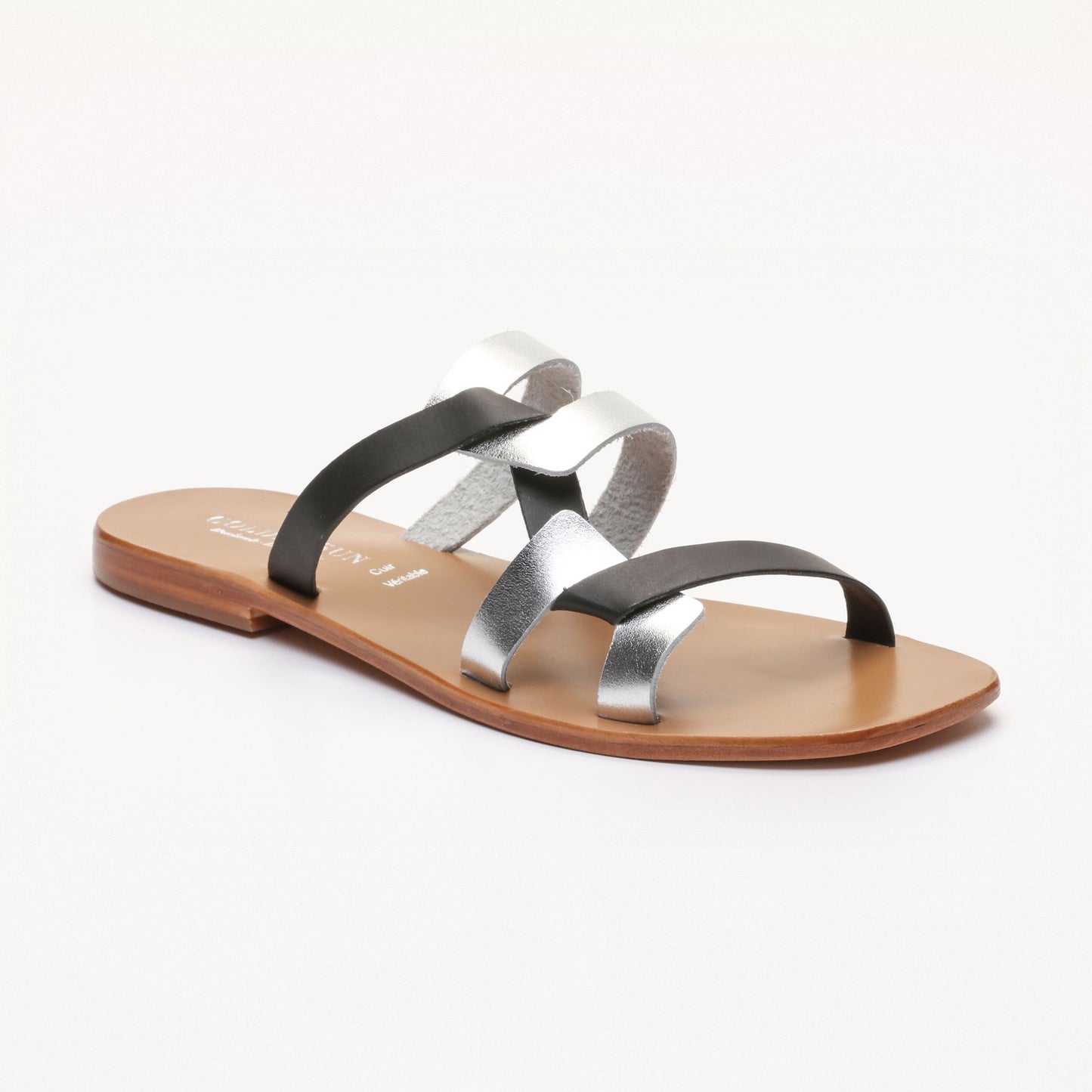 WAKANDA sandales en cuir black + silver