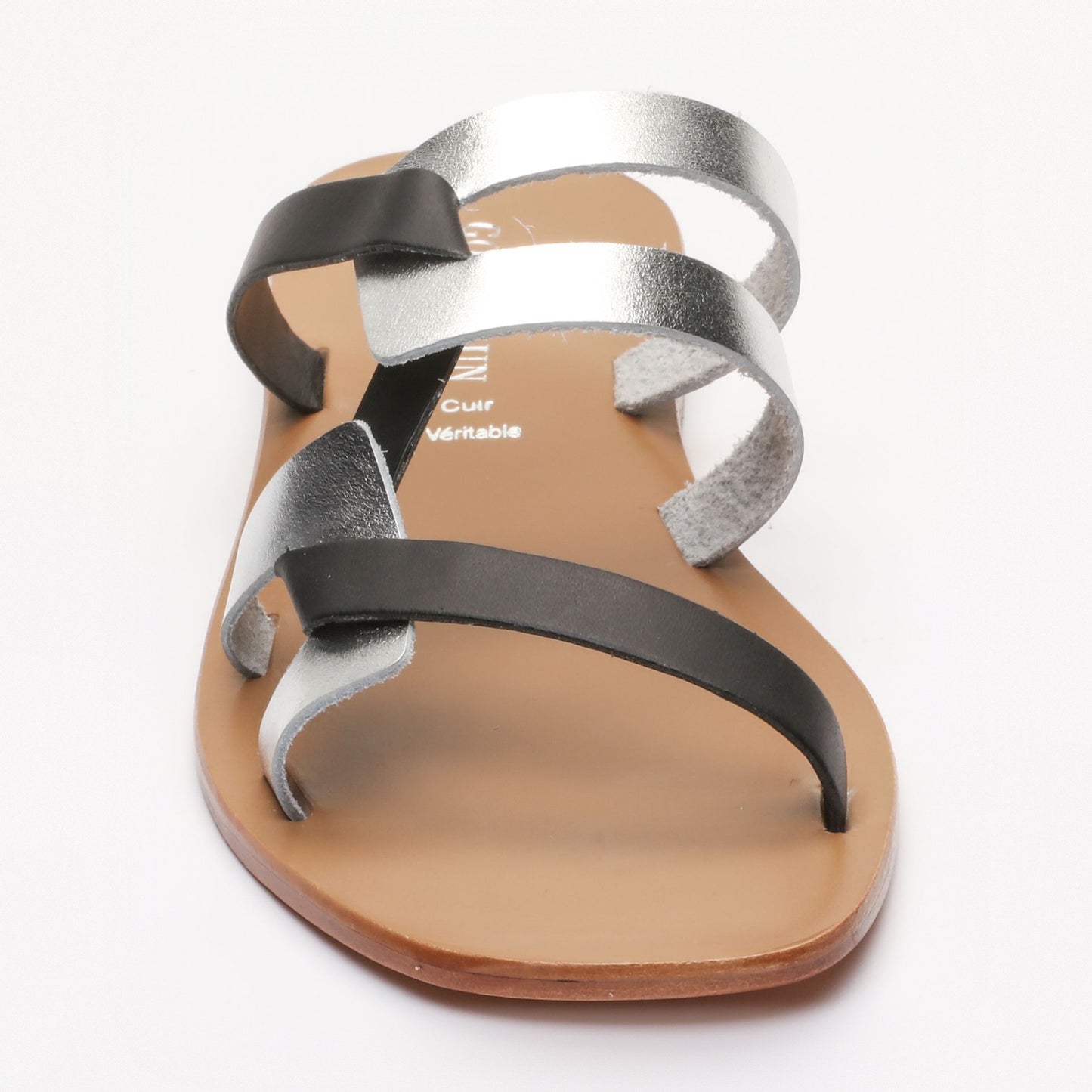 WAKANDA sandales en cuir black + silver