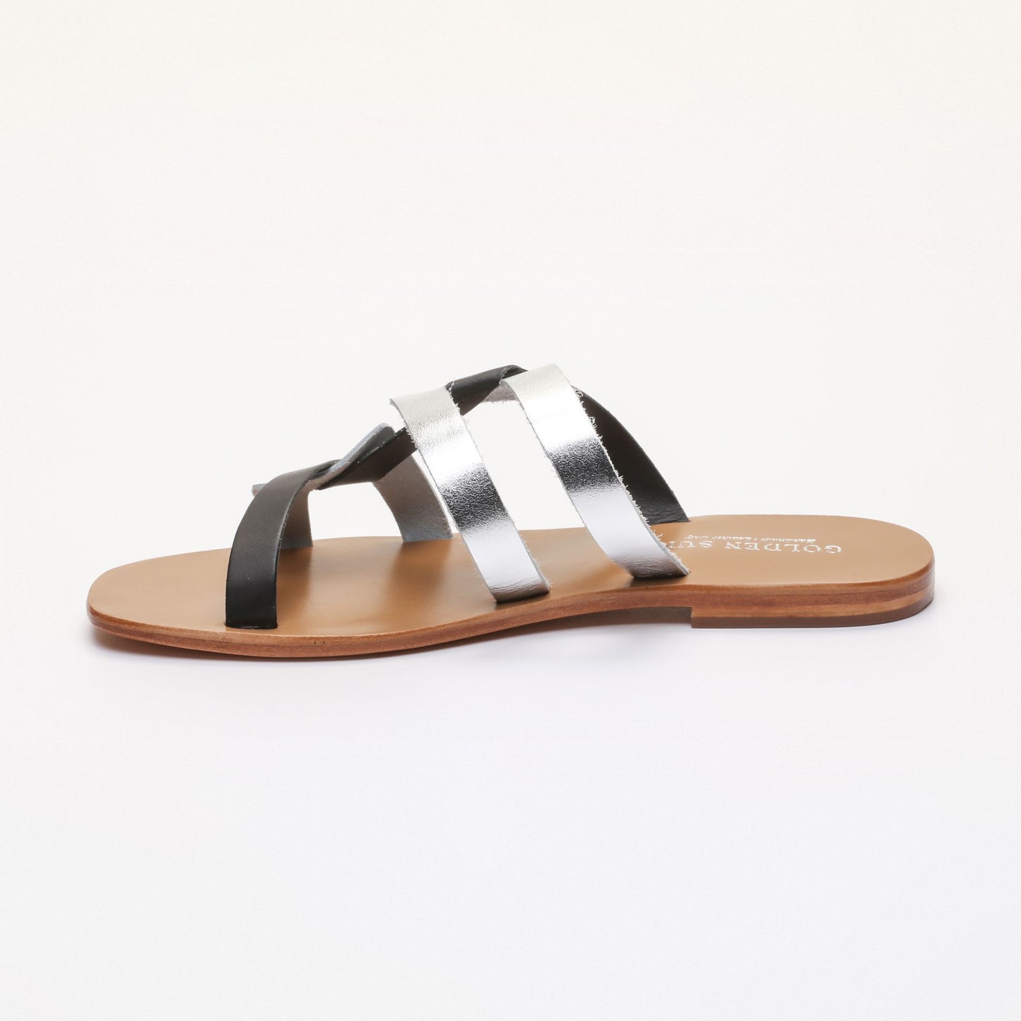WAKANDA sandales en cuir black + silver