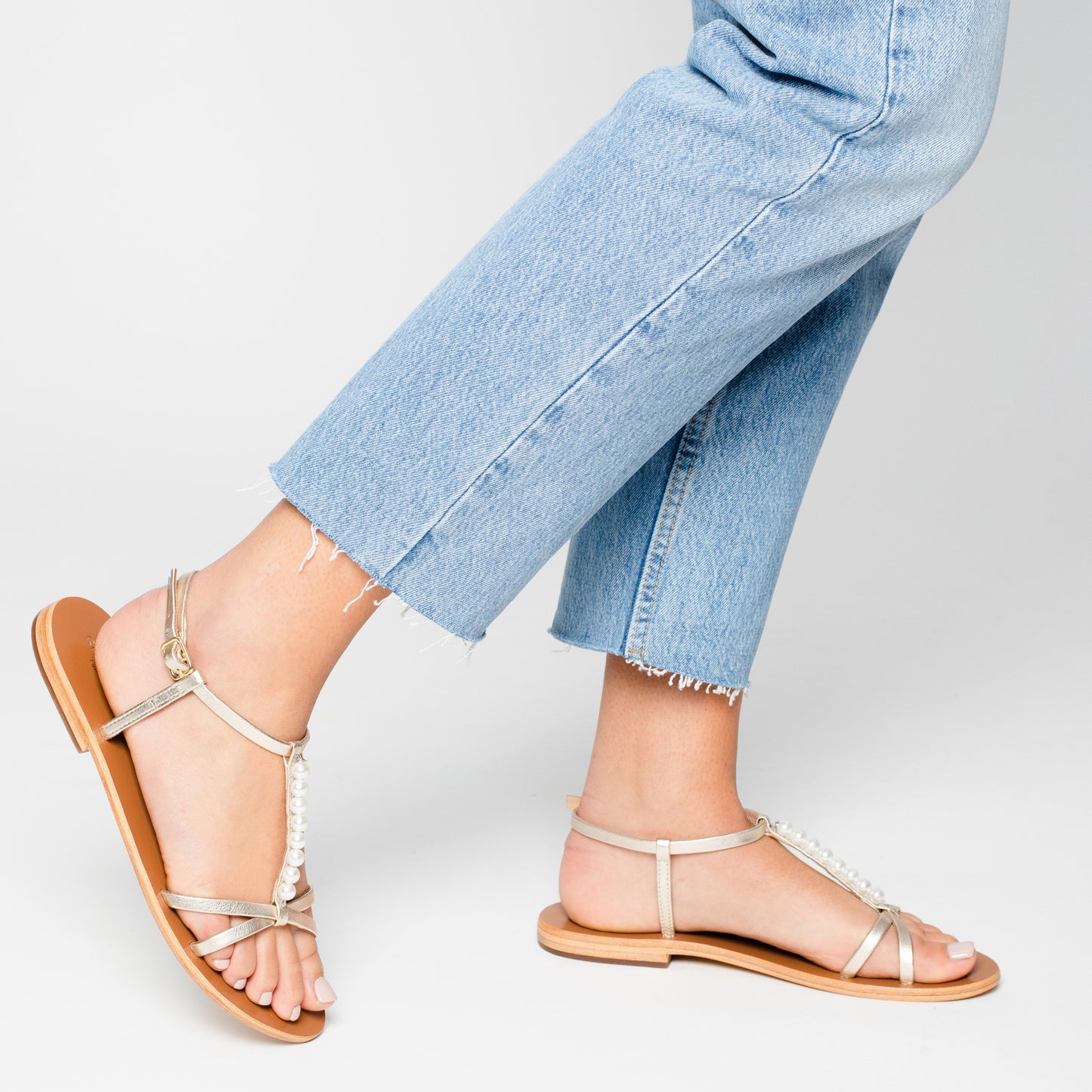 CYRUS sandales en cuir gold