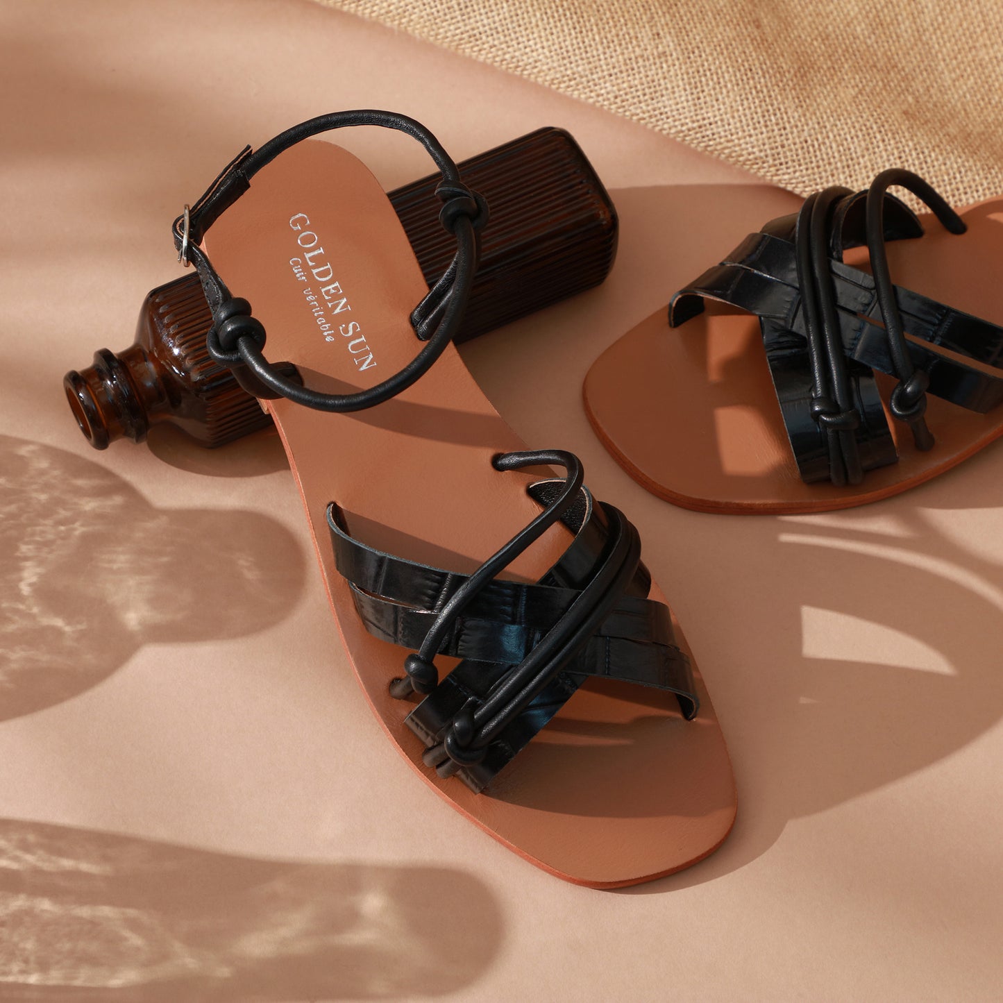 CHALIPA sandales en cuir black