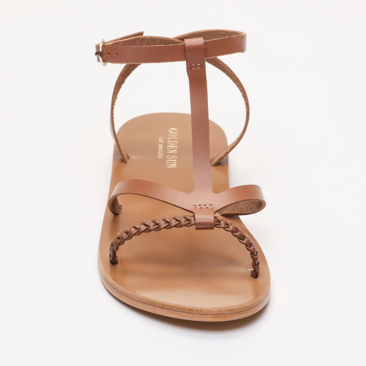 DELKASH sandales en cuir camel