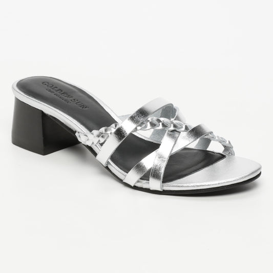 BARRANI sandales en cuir silver