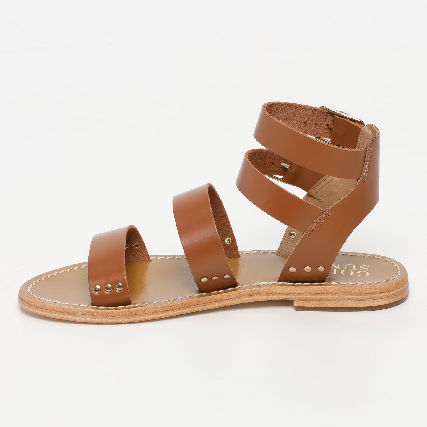 NIOLON sandales en cuir camel