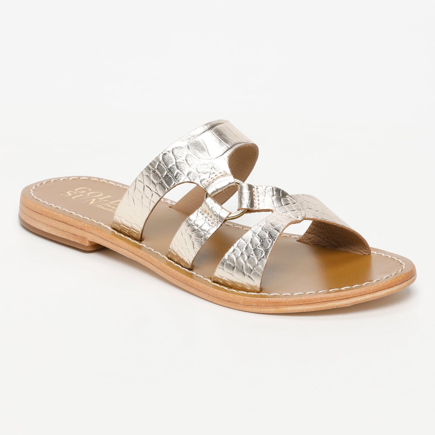 IRPIN sandales en cuir light gold croco