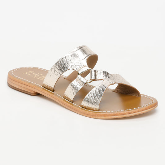 IRPIN sandales en cuir light gold croco