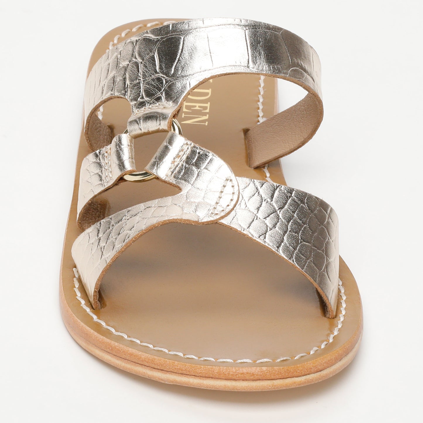 IRPIN sandales en cuir light gold croco
