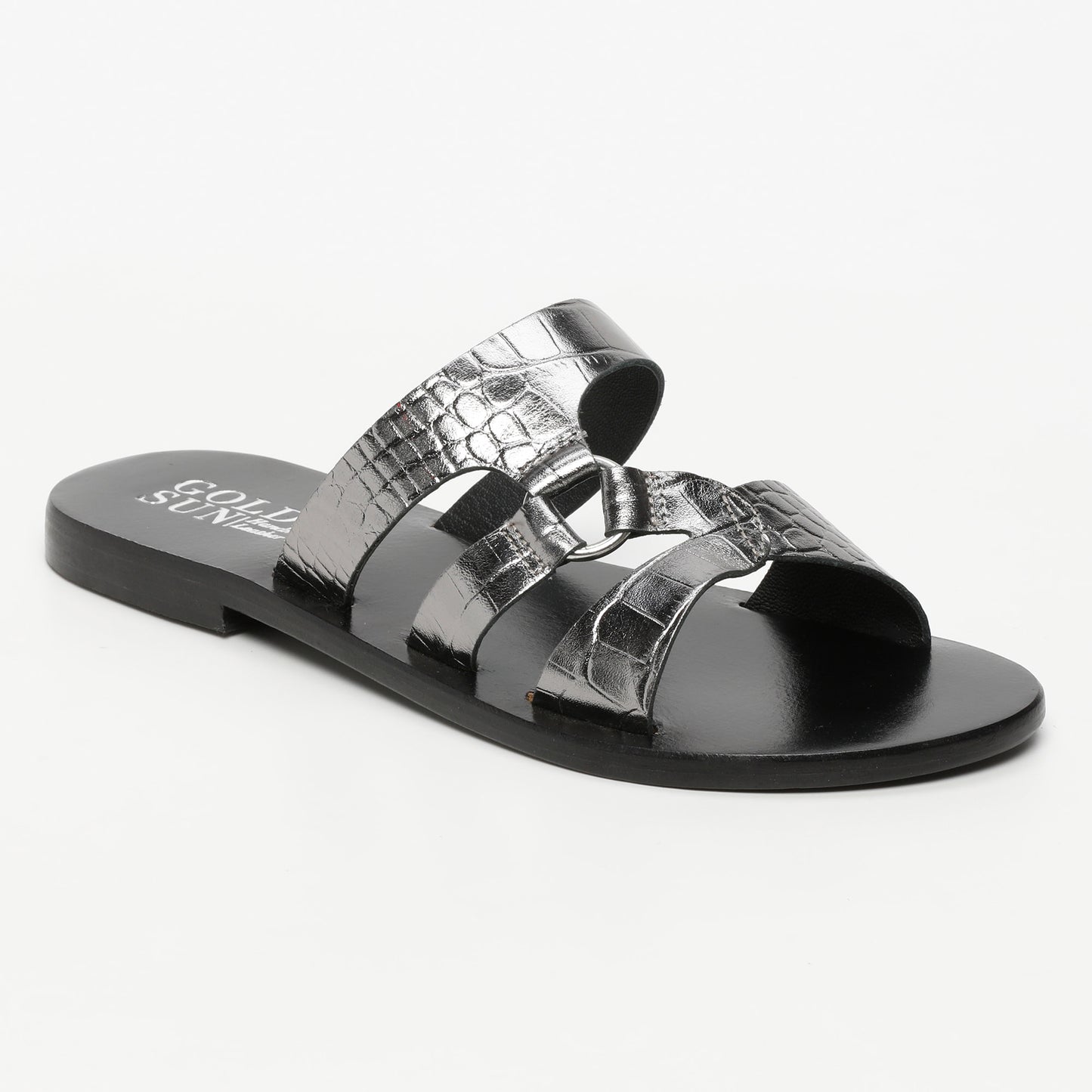 IRPIN sandales en cuir pewter croco