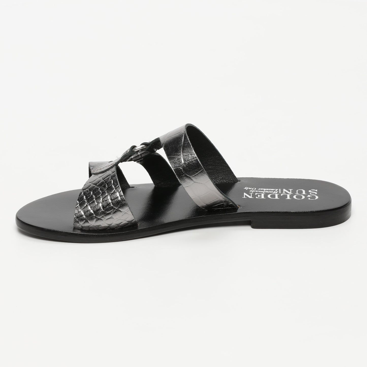 IRPIN sandales en cuir pewter croco