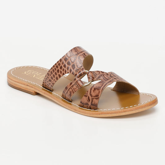 IRPIN sandales en cuir tan croco
