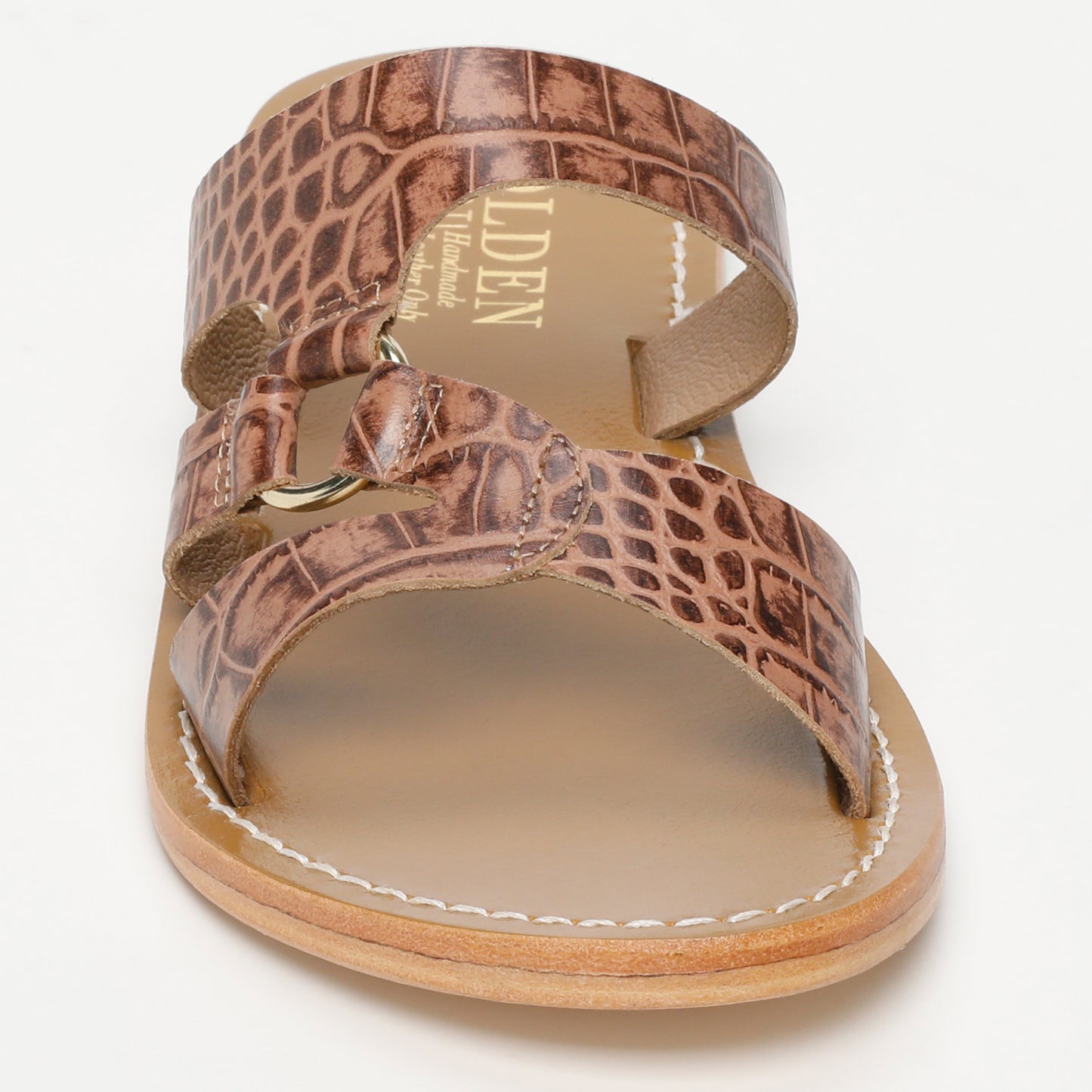 IRPIN sandales en cuir tan croco