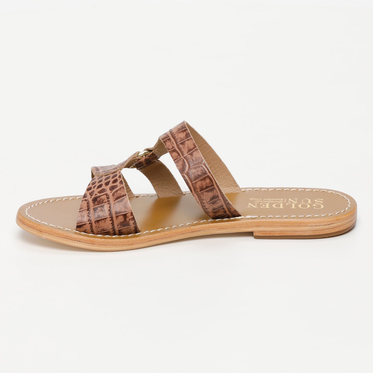 IRPIN sandales en cuir tan croco