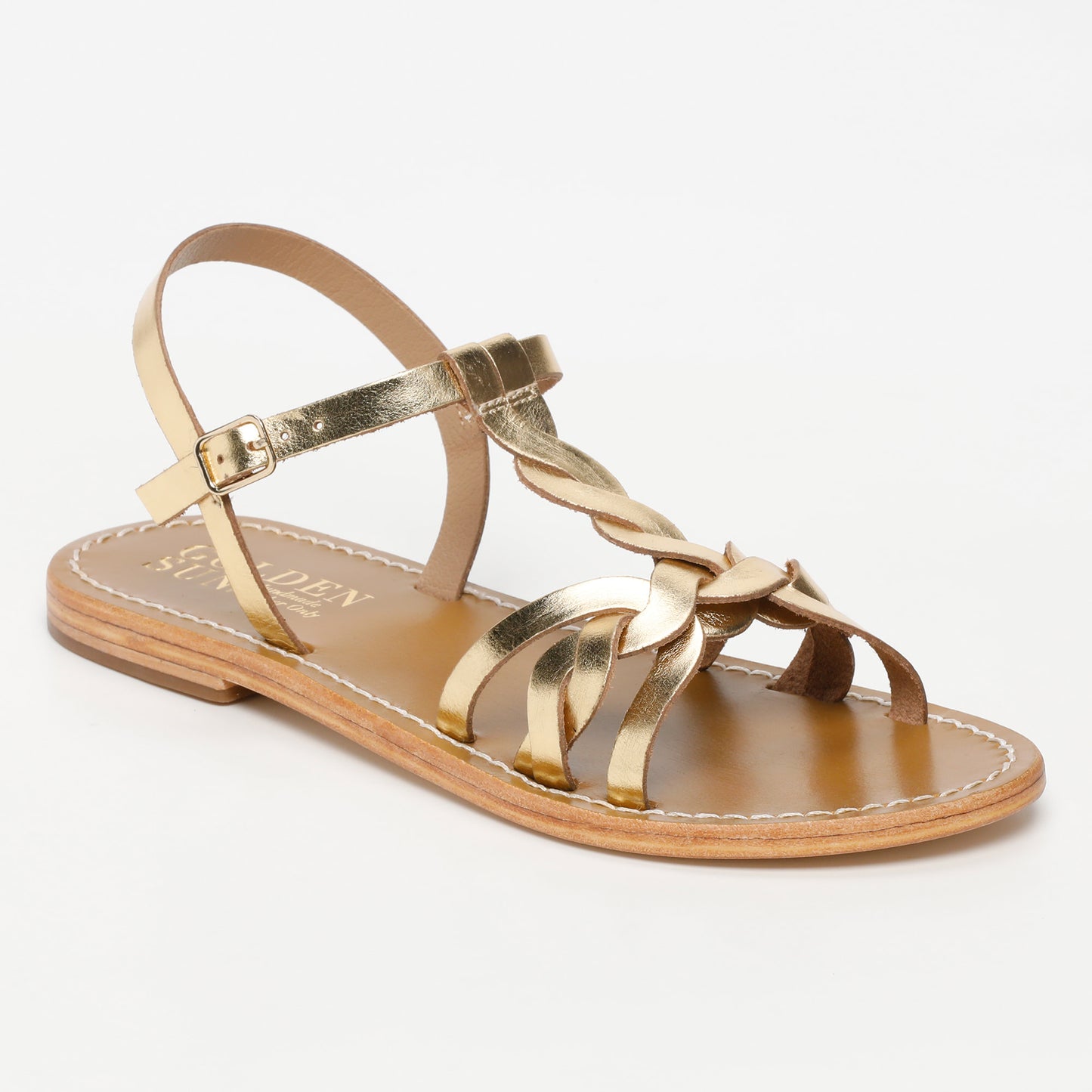 KYSELI sandales en cuir dark gold