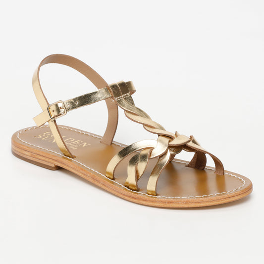 KYSELI sandales en cuir dark gold