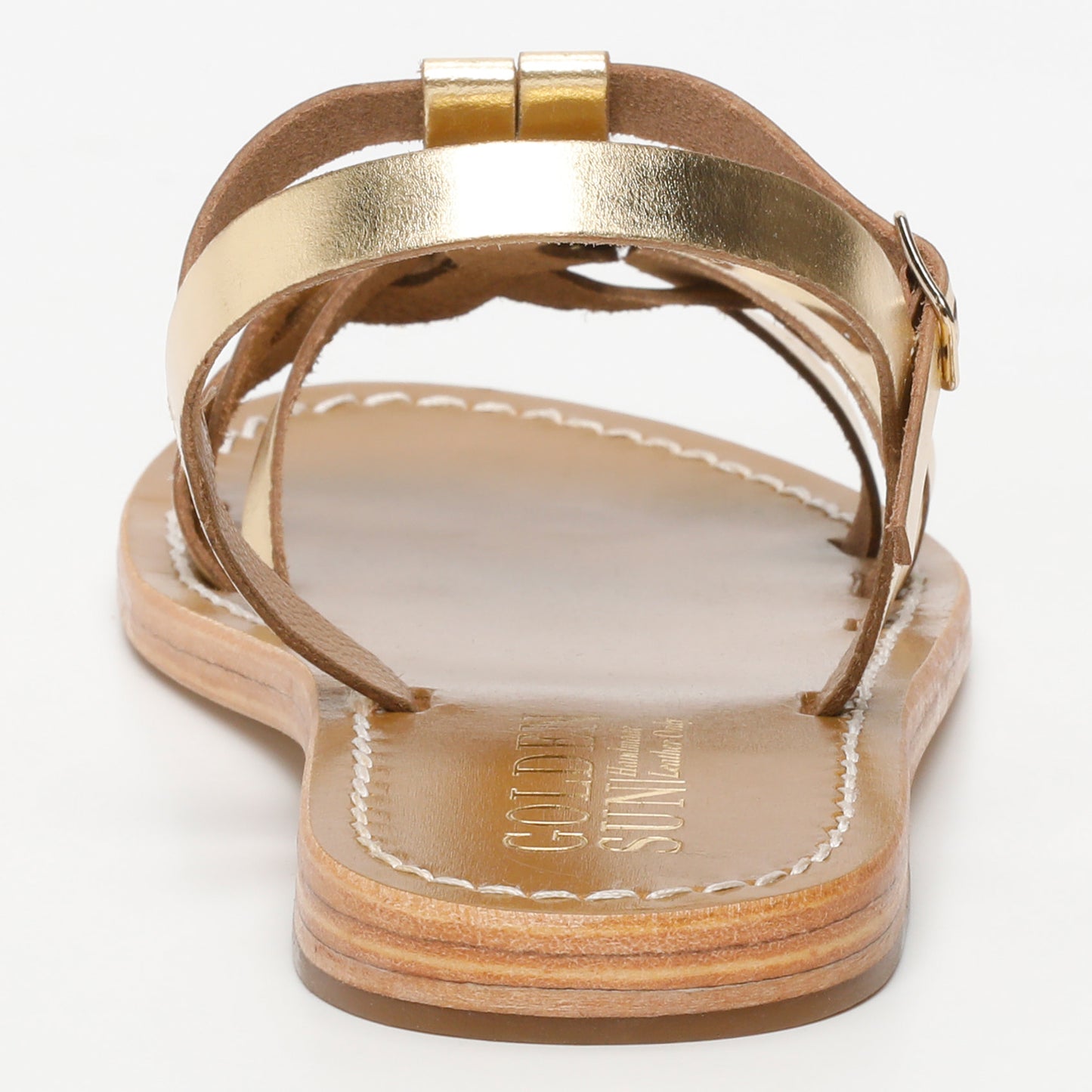KYSELI sandales en cuir dark gold