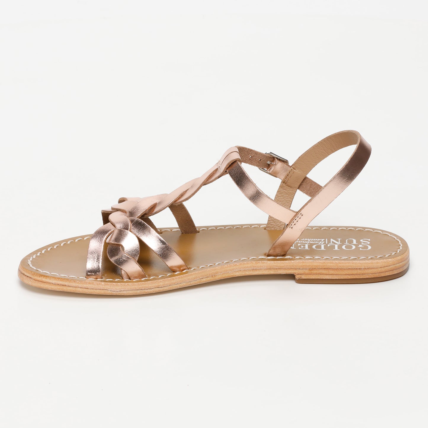 KYSELI sandales en cuir rosegold