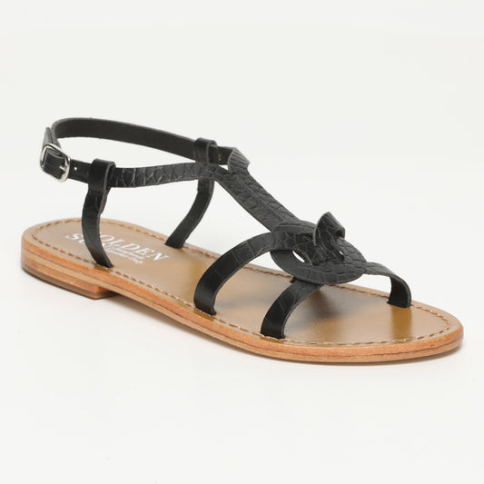 PISKY sandales en cuir black croco