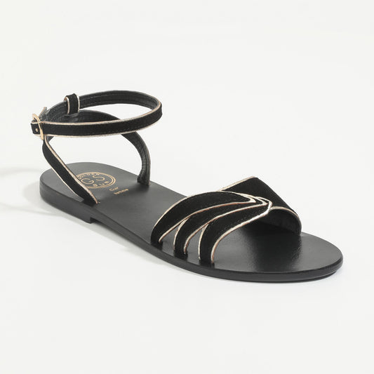 IOLA sandales en cuir black + gold