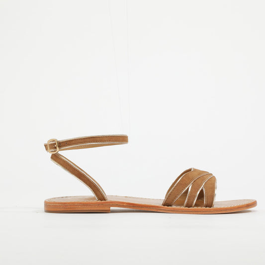 IOLA sandales en cuir camel + gold